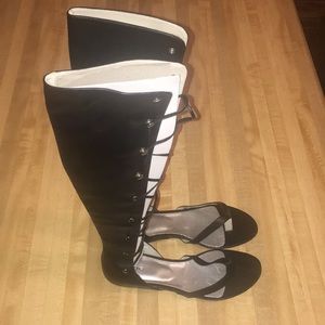 Black  leather  gladiators lace up sandals new